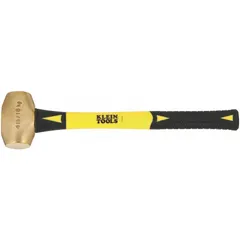 This non-sparking engineering hammer has a 3 lb head weight and 1 3/8 in diameter, with a 16 in overall length. The fiberglass handle reduces the risk of sparks in environments where flammable gases, vapors, or dusts are present. Suitable for striking applications in hazardous locations.