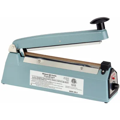 MIDWEST PACIFIC Heat Sealer: 8 in Max Seal Lg, 1/8 in Max Seal Wd, 6 mil Max. Seal Thick - Tabletop Impulse Sealers