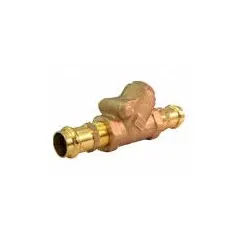 This lead-free bronze inline swing check valve features a T-style body with press x press connections for 3-inch pipe. It prevents backflow in water, HVAC, and plumbing systems, offering corrosion resistance and low-pressure drop.