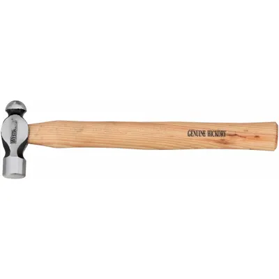 WESTWARD Ball Peen Hammer: Wood, Steel, 8 oz Head Wt, 1 in Face Dia, 12 in Overall Lg - Standard Ball-Peen Hammers