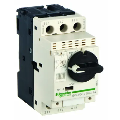 SCHNEIDER Manual Motor Starter: Non-Reversing, 3 Poles, 1 A, Thermal Protection - Non-Reversing Starters with Thermal Overloads