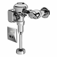 Automatic flush valve for urinals with top spud connection. Operates at 25-80 psi. Suitable for commercial restroom applications requiring hands-free flushing.