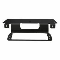 Black aluminum mounting bracket for 2019+ Ram 2500 and 3500 trucks. Measures 14 3/8 in length and 4 5/8 in height. Used to mount a third brake light on the vehicle