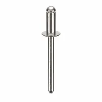 This domed-head blind rivet has a 0.188-inch diameter, 1-3/4-inch overall length, and 7/16-inch body length. It is designed for fastening materials where access is limited to one side, providing a permanent joint in sheet metal, plastics, and composites. Supplied in a 250-piece pack