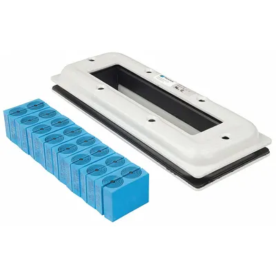 ROXTEC Cable/Pipe Seal: 9 Ports, Aluminum, 0.138 in Compatible Cable or Pipe Dia - Min - Rectangular Opening Cable & Pipe Seals