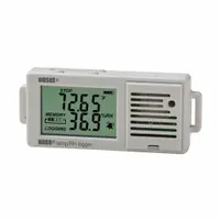 The HOBO UX100-003 is a USB-based temperature data logger with a measurement range of -4°F to 158°F (-20°C to 70°C). It supports burst and statistics logging modes for flexible data collection. The logger includes a hook and loop strip for mounting; software is available separately. Typical applications include monitoring temperature in environments such as warehouses, cold storage, and HVAC systems