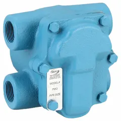 Cast iron H-pattern float and thermostatic steam trap with 1 in FNPT connection. Rated for 1,650 lb/hr condensate capacity at 125 psi maximum pressure and 450°F maximum temperature. Stainless steel float. Designed for horizontal installation. Used to automatically drain condensate from steam systems while preventing steam loss, suitable for steam mains, heat exchangers, and industrial heating processes.