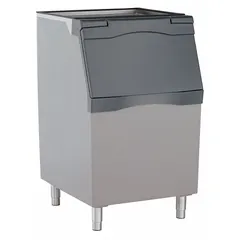 Polyethylene ice bin with top-hinged lid, unfinished finish. Stores ice for commercial kitchens, bars, and foodservice operations. Dimensions: 44 in height, 30 in width, 34 in depth.