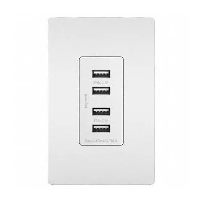 LEGRAND TM8USB4WCC6 Weather-Resistant Receptacle with 4 USB Type A Ports - Weather-Resistant Receptacles with USB Chargers