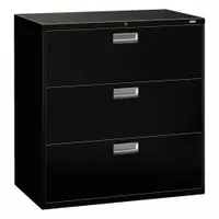HON Lateral File Cabinet with Drawer: Black, 3 Drawers, 39 1/8 in Overall Ht, 18 in Overall Dp (MPN H693.L.P)