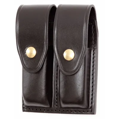 GOULD & GOODRICH, INC. Magazine Pouch: Black, Leather, Basket Weave - Duty Equipment Pouches