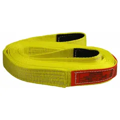 This LIFT-ALL tow strap is a heavy-duty, 1-ply polyester strap measuring 20 ft in length and 2 in in width. It features eye-style attachments on both ends and is colored yellow. Suitable for towing and recovery of vehicles and equipment in industrial, construction, and automotive settings.