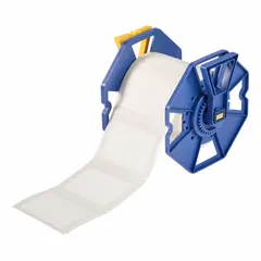 Acrylic permanent adhesive label roll with inkjet print-receptive surface. Contains 500 precut labels measuring 2 in x 3 in. Compatible with Brady J7300 printer series. Used for general industrial labeling, asset identification, and facility signage.
