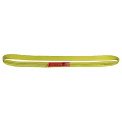 This LIFT-ALL Type 5 endless web sling is constructed from nylon with 1 ply, measuring 6 ft in length and 1 in in width. It features a standard tag for identification. Endless slings are used for lifting and rigging loads, offering flexibility and surface protection, and can be configured in choke-hitch arrangements for secure handling.