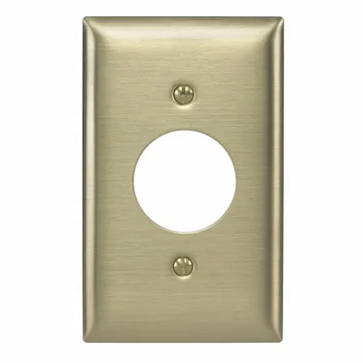 HUBBELL Wall Plate: Single Circular Opening, 1 Gang, Brass - General Purpose Wall Plates