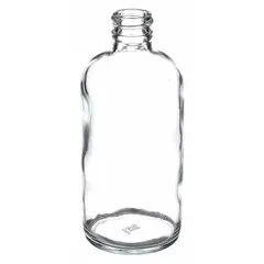 This 250 mL clear narrow mouth round glass lab bottle is made from Type III soda lime glass with a colorless body. It features a 24-400 mm screw closure size, is not graduated, and is not pre-cleaned. The closure is packaged separately. Suitable for general laboratory storage of liquids and dry samples.