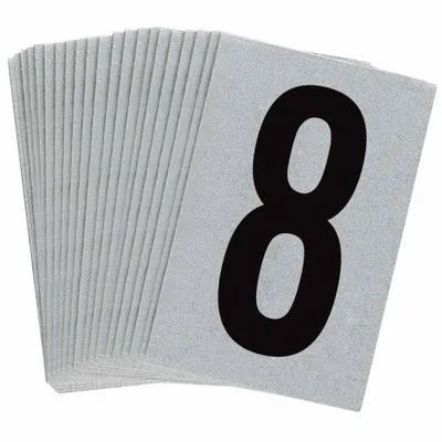 BRADY Number Label: 1 in Character Ht, Indoor/Outdoor, Engineer-Grade Retroreflective - Reflective Permanent Letters & Numbers
