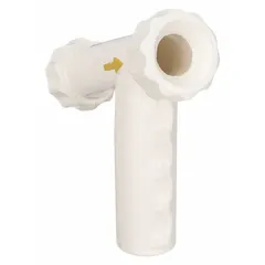 White rubber replacement cover for insulated covers, handles, and cartridges. Overall length of 6 1/8 in. Used in plumbing and sanitary equipment to restore insulation and grip on hose stations or similar fixtures.