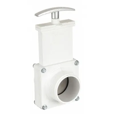 VALTERRA Gate Valve: 2 in Size, PVC, Rising, MIPS x MIPS, 40 psi CWP, Lever - Rising Stem PVC General Purpose Gate Valves