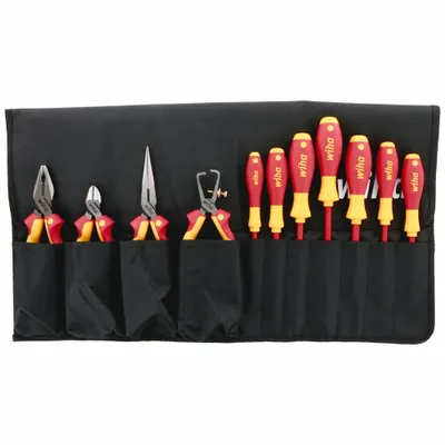 WIHA Insulated Tool Kit: Insulated, 11 Total Pcs - Tool Sets with Tool Roll