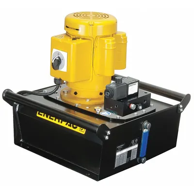 ENERPAC Hydraulic Pump: 10,000 psi Max. Op Pressure, 60 cu in/min Max. Flow Rate - Corded High-Power Stationary Electric Hydraulic Pump Units