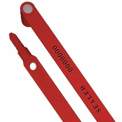UNIVERSEAL Strap Seals: Red, Plastic, 6 in Strap Lg, 3/8 in Strap Wd, 50 lb Breaking Strength - Plastic Strap Seals