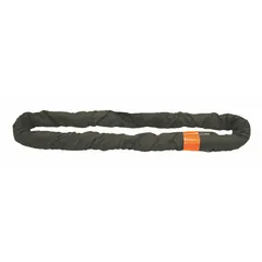 Endless round sling constructed from polyester and nylon with a body diameter of 4 3/32 inches and a sling length of 12 feet. Designed for lifting and rigging applications requiring a flexible, endless-loop configuration. Suitable for handling loads in industrial settings such as construction, manufacturing, and warehousing.