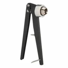This manual crimper is constructed of aluminum and designed for use with 13 mm crimp-top vials and aluminum seals. It is employed in laboratory settings to secure seals onto vials for sample preparation, chromatography, and storage applications requiring a tight closure.