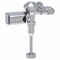 Battery-powered exposed urinal automatic flush valve with top spud location. Operates at 0.5 gallons per flush (gpf) and features an 11-1/2 inch rough-in. Suitable for commercial restroom installations requiring touch-free operation and water conservation.