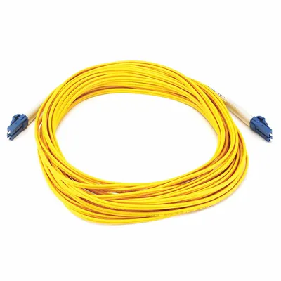 MONOPRICE Fiber Optic Patch Cord: Single Mode, 10 m Lg, LC End 1, LC End 2, Yellow - Single-Mode Fiber Optic Patch Cords