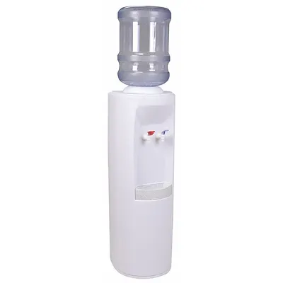 OASIS Bottled Water Dispenser: Freestanding, Top Loading, Cold/Hot, White, Plastic - Freestanding Bottled Water Dispensers