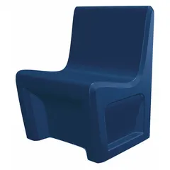 Single-seat floor-mount armless chair with a slate blue polyethylene seat. Part of the Endurance series, it meets ISO 22196 antibacterial standards and CAL 133 flammability standards. Suitable for industrial and commercial settings requiring easy-to-clean, moisture- and chemical-resistant seating.