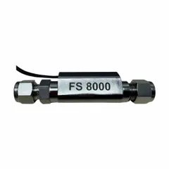 Piston-type flow switch with fixed set point and normally open switch position. 316 stainless steel construction with 3/8 in tube connection. Contact rating 0.07 A @ 120V DC, operating temperature -20°F to 150°F. Used for flow detection in industrial piping systems, process control, HVAC, and water treatment.