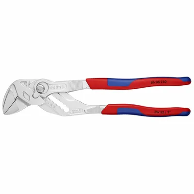 KNIPEX Plier Wrench: Flat, Push Button, 1 3/4 in Max Jaw Opening, 10 in Overall Lg - Flat-Jaw Tongue & Groove Pliers