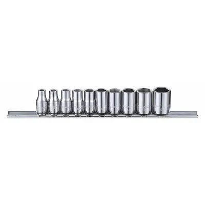 WESTWARD Socket Set: 1/4 in Drive, 10 Piece, 6-Point, SAE - SAE & Metric Socket Sets