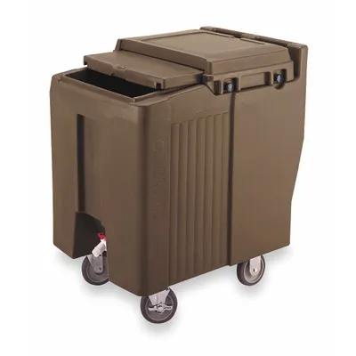 CAMBRO Ice Caddy: 125 lb Capacity, Top Sliding, Swivel, Dark Brown, Polyethylene - Plastic Ice Caddies
