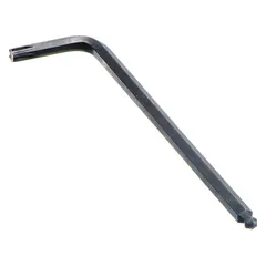 L-shaped ball end Torx key with T7 tip size, single ball end, and long length. Made from alloy steel with black oxide finish. The ball end allows angled access to fasteners in confined spaces.