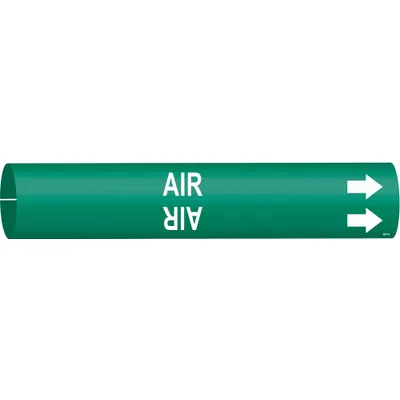 BRADY Pipe Marker: Air, Green, White, Fits 4 to 6 in Pipe O.D., 1 Pipe Markers - Air Snap-On Pipe Markers
