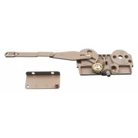 Left-hand, surface-mount window operator for casement windows. Features a zinc-plated gray finish and a 4 15/32 in base length. Handle not included. Suitable for residential or light-commercial applications