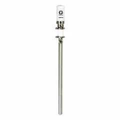 This sanitary piston air-operated drum pump from GRACO delivers a maximum flow rate of 2.5 gpm and handles fluid temperatures up to 220°F. Designed for transferring fluids from drums in applications requiring sanitary conditions, such as food, dairy, and pharmaceutical processing.