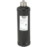 This ROBINAIR recycling filter-drier is designed for use in automotive refrigerant recovery and recycling machines. It measures 12 inches by 3-13/16 inches by 3-13/16 inches and is supplied as a single piece. The filter-drier removes moisture, acids, and contaminants from refrigerant during the recycling process