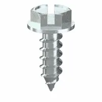Steel, zinc-plated slotted hex washer sheet metal screw with a 1/4 in drive size. Used for fastening sheet metal without pre-drilling in applications such as HVAC ductwork, metal roofing, and general metal fabrication. Supplied in a 1,000 piece pack