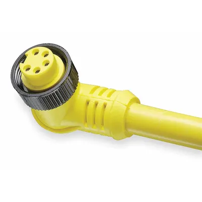 BRAD HARRISON Cordset: 7/8"-16 Female Right Angle x Bare Wire, 5 Pins, Yellow, PVC - Single-Ended Cordsets with PVC Jacket for Flexing Applications