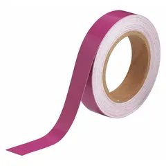 This purple vinyl banding tape is used for color-coded identification of piping systems in industrial facilities. The tape is 1 inch wide and supplied in a 90-foot roll, providing a non-reflective solid color for clear visual marking of pipe contents or flow direction.