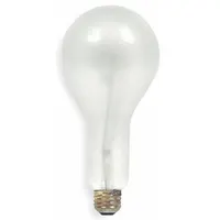Incandescent lamp with PS35 pear straight shape and frosted finish. Operates at 300 watts and 130V AC, producing 2800K warm light. Features a mogul screw (E39) base for use in high-wattage fixtures common in industrial and commercial settings such as warehouses and outdoor area lighting