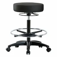 Stool: Vinyl, Ht Range 24 1/2 in to 34 1/2 in, 17 in Seat Wd, 17 in Seat Dp, 0 Glides, 5 Casters (MPN BR-VHBSO-RG-CF-RC-8540)