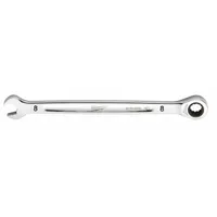 MILWAUKEE Ratcheting Combination Wrench: Chrome Vanadium Steel, Chrome, 8 mm Head Size, Std (MPN 45-96-9308)
