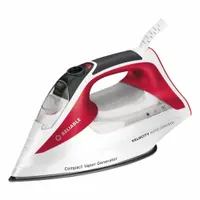 This steam iron operates at 800 W @ 120V with a 300 mL water capacity and a pivoting design. It is suited for removing wrinkles from fabrics in commercial laundry, hospitality, and garment-care operations