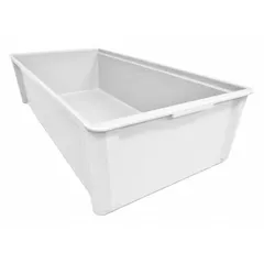This composite stacking tote is designed for use in extreme-temperature environments from -60°F to 250°F. With solid walls and a 15.7-gallon capacity, it is suitable for storing and transporting parts or materials in industrial settings such as cold storage or heat-processing areas. Lid not included.