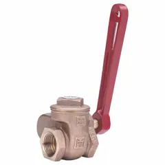 This 3/4" bronze gate valve features a non-rising stem and FNPT threaded ends for on/off flow control in piping systems. The bronze wedge and bonnet provide corrosion resistance, with a maximum pressure rating of 300 psi CWP. Suitable for general purpose industrial applications where tight space or threaded connections are required.